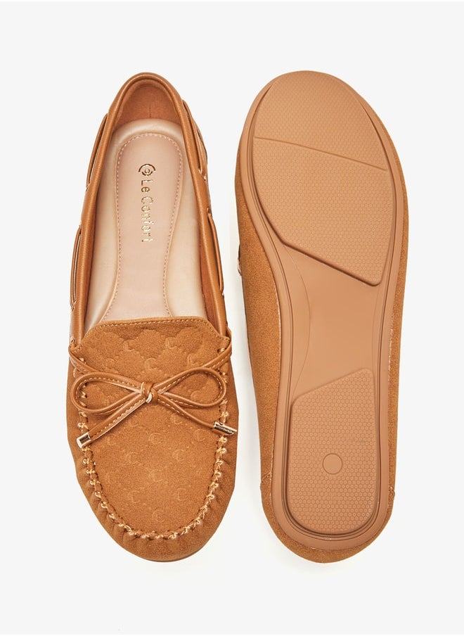 Le Confort - Women Suede Slip-On Mocassins with Bow Detail - Image 1