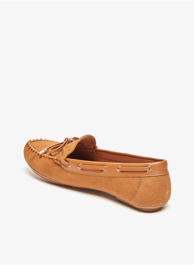 Le Confort - Women Suede Slip-On Mocassins with Bow Detail - Image 1