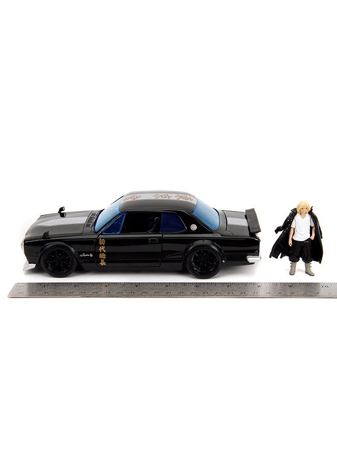 Jada Toys Tokyo Revengers Mikey & 1971 Nissan Skyline GT-R 1:24 Die-Cast Model Car with Collectible Figure, Opening Doors, Hood & Trunk, Anime Vehicle for Kids Ages 8+ & Collectors - Image 4