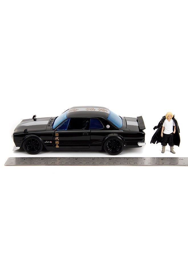 Jada Toys Tokyo Revengers Mikey & 1971 Nissan Skyline GT-R 1:24 Die-Cast Model Car with Collectible Figure, Opening Doors, Hood & Trunk, Anime Vehicle for Kids Ages 8+ & Collectors - Image 1