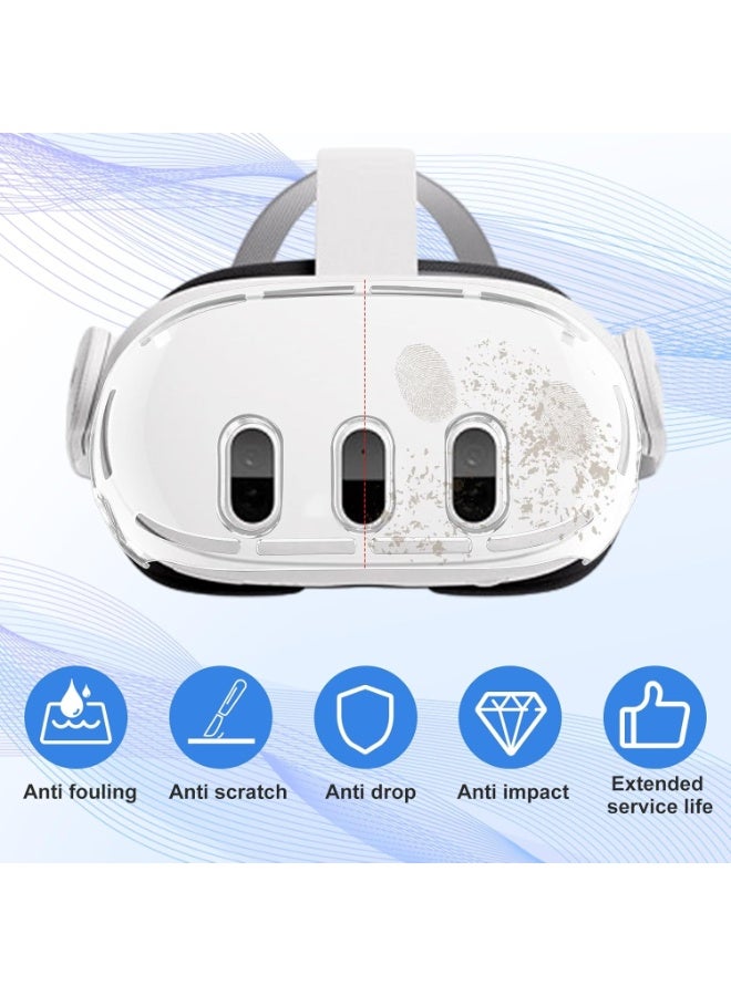 AOLION VR Accessories for Meta Quest 3, Anti-Scratch Plastic Protective Cover Shell Tempered Glass Lens Protector Joystick Caps Set Compatible with Oculus Quest 3 - Image 2