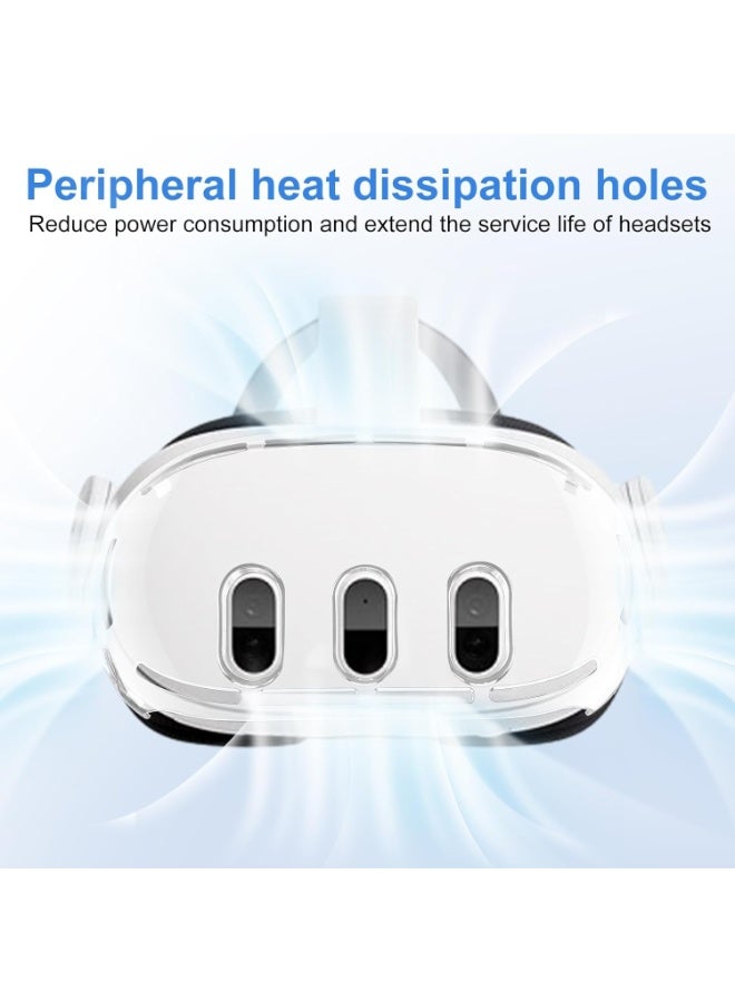 AOLION VR Accessories for Meta Quest 3, Anti-Scratch Plastic Protective Cover Shell Tempered Glass Lens Protector Joystick Caps Set Compatible with Oculus Quest 3 - Image 3