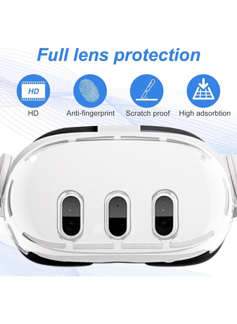 AOLION VR Accessories for Meta Quest 3, Anti-Scratch Plastic Protective Cover Shell Tempered Glass Lens Protector Joystick Caps Set Compatible with Oculus Quest 3 - Image 4
