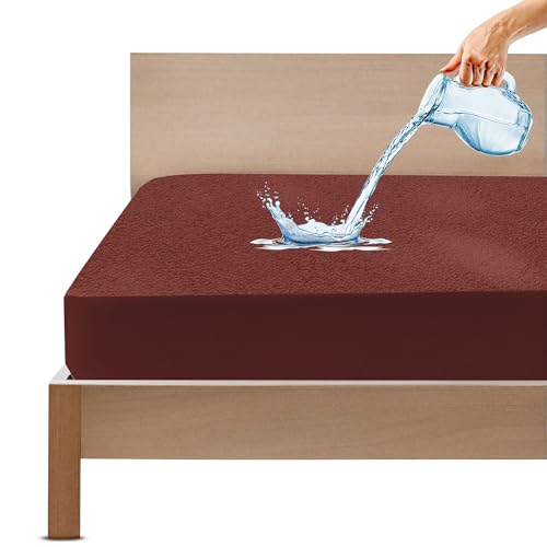GADDA CO Ultra Soft Cotton Terry Waterproof Mattress Protector for King Bed | Hypoallergenic, Breathable & Stain-Resistant Mattress Cover | 72x84 inch (6x7 ft) - Coffee, Pack of 1 - Image 1