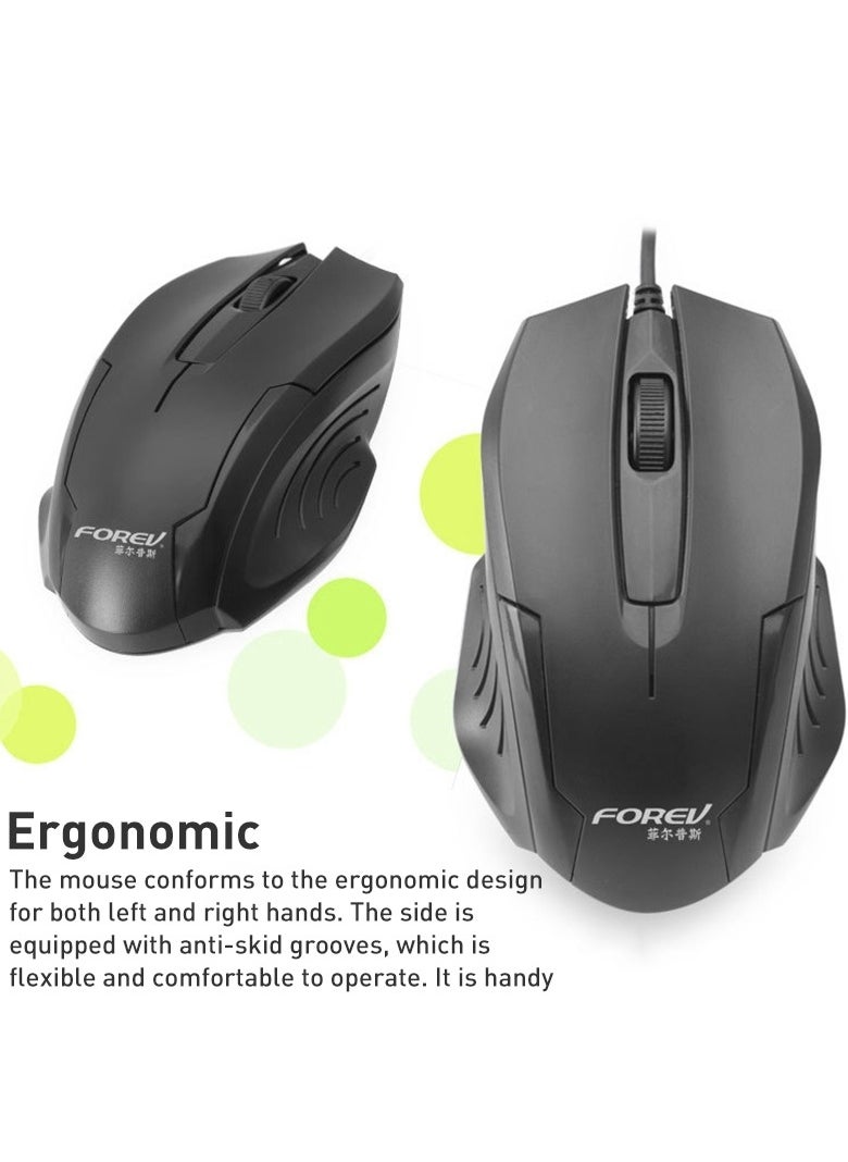 Forev Wired Gaming Mouse for Computer and Laptop, Comfortable, Anti-Slip and Portable Black FV-55 Suitable for Home and Office Use Fast and High Precision  - Image 1