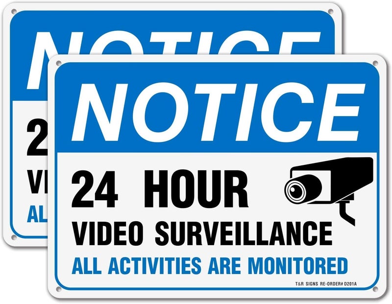 TR Video Surveillance Sign, All Activities Are Monitored - 2 Pack - 7 x 10 Inches Rust Free .040 Aluminum Reflective - UV Protected, Waterproof, Weatherproof and Fade Resistant - 4 Pre-drilled Holes - Image 1
