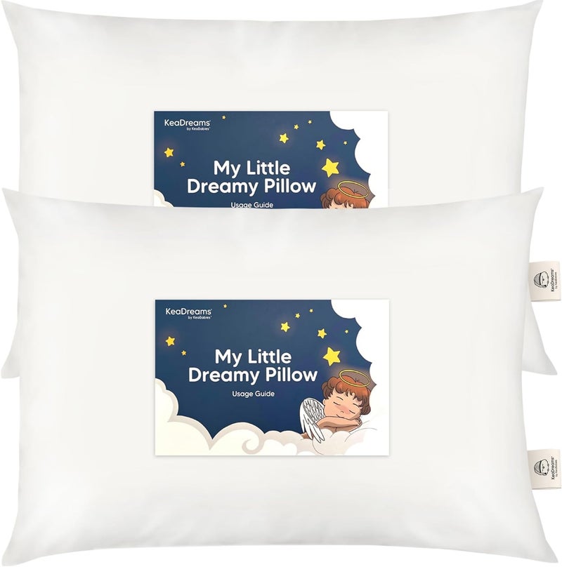 KeaBabies 2-Pack Toddler Pillows 2 Year Old to 5-14x20 Soft Organic Cotton Kids Pillow for Sleeping, Travel, School, Daycare, Nap, Toddler Bed, Machine Washable, Without Pillowcase (Soft White) - Image 1