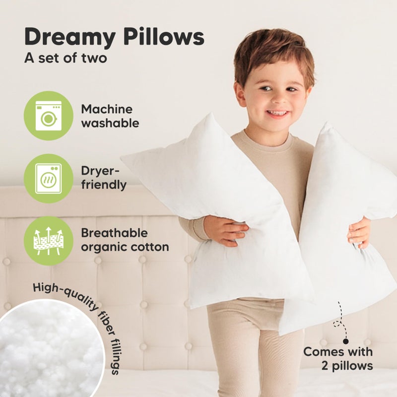 KeaBabies 2-Pack Toddler Pillows 2 Year Old to 5-14x20 Soft Organic Cotton Kids Pillow for Sleeping, Travel, School, Daycare, Nap, Toddler Bed, Machine Washable, Without Pillowcase (Soft White) - Image 4