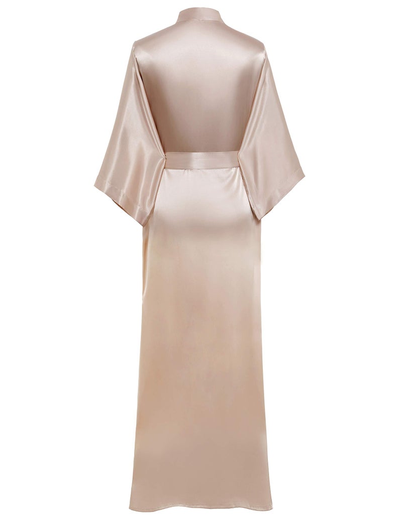 PRODESIGN Satin Kimono Robe Women Long Silky Kimono Bathrobe Sleepwear Wedding Bridesmaid Robe - Image 2