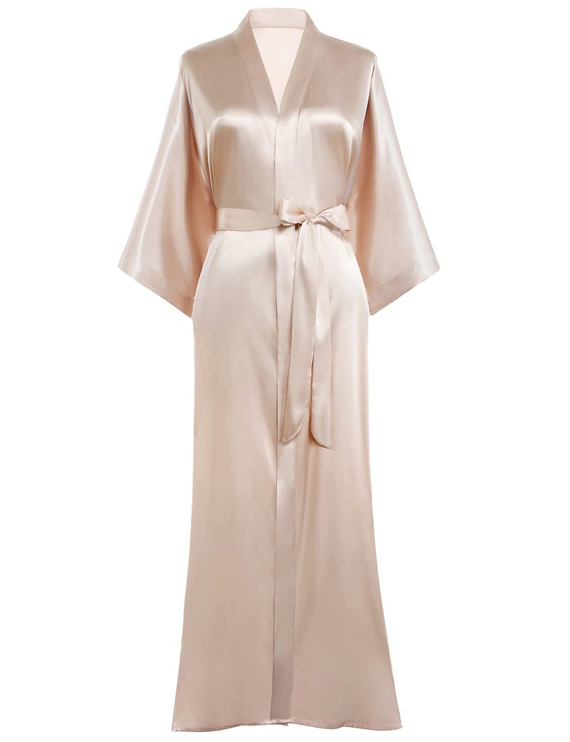 PRODESIGN Satin Kimono Robe Women Long Silky Kimono Bathrobe Sleepwear Wedding Bridesmaid Robe - Image 1