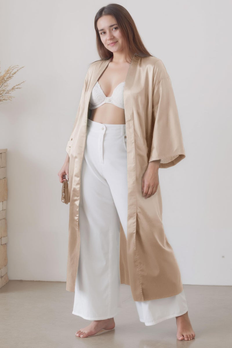 PRODESIGN Satin Kimono Robe Women Long Silky Kimono Bathrobe Sleepwear Wedding Bridesmaid Robe - Image 5