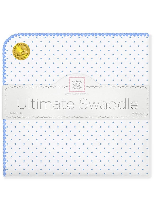 SwaddleDesigns Large Receiving Blanket, Ultimate Swaddle for Baby Boys, Softest US Cotton Flannel, Best Shower Gift, Made in USA, Blue Classic Polka Dots (Mom's Choice Award Winner) - Image 1