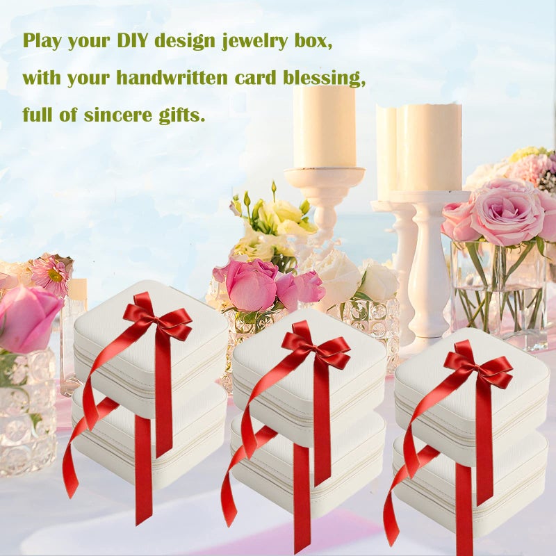 CIPIDI Travel Jewelry Case Bridesmaid Gifts Box,6 Pack Small Jewelry Box Mini Jewelry Organizer,PU Leather Portable Earring Storage Box for Women Girls Bridesmaid Proposal Gifts - Image 3