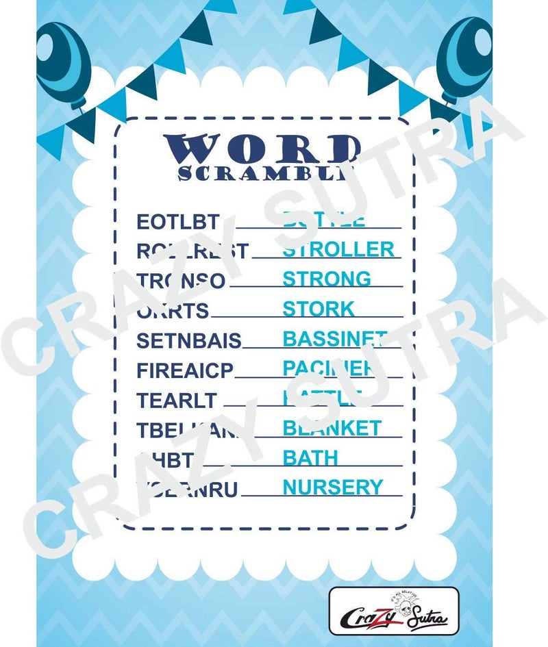 Crazy Sutra Paper Baby Shower Special Baby Word Scramble Baby Shower Game Leafs Paper White (Pack of 50 Leaf),A4 - Image 3