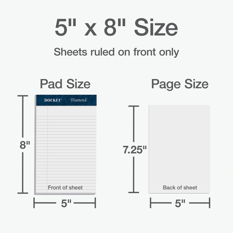 Tops Docket Diamond 100% Recycled Premium Stationery Tablet, 5 x 8 Inches, Perforated, White, Narrow Rule, 50 Sheets per Pad, 4 Pads per Pack (63981) - Image 2