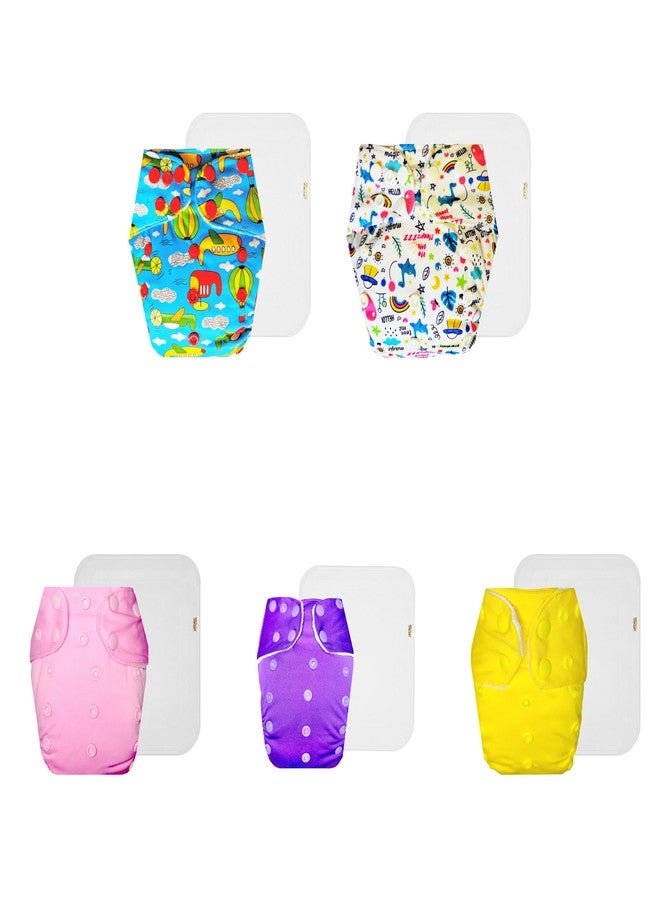 Dumbledo Premium Cloth Diaper with Cotton Insert (Pack of 5) | Hypoallergenic | 6-Layer Absorbent Pad | Quick Dry | Designed by Moms | 3 Months - 3 Years | Unisex Baby - Image 1