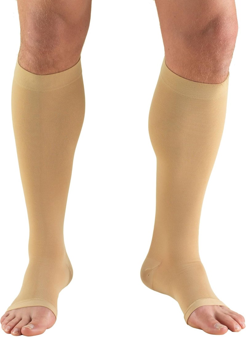 Truform 30-40 mmHg Compression Stockings for Men and Women - Knee High, Open Toe, Beige, 2X-Large - Image 1
