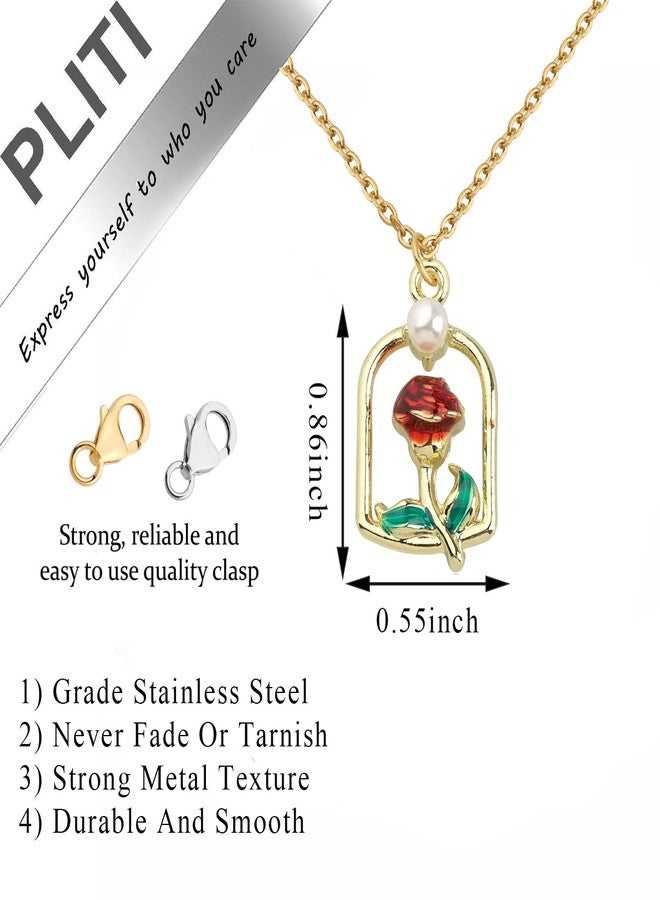 PLITI Princess Movie Gift Princess Fans Gift Always Remember You’re Braver Than You Believe Rose Necklace (remember rose nec) - Image 2