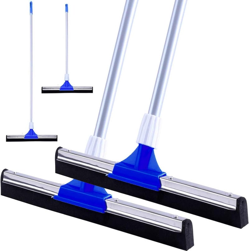 Purfex 2 Pack Floor Squeegee with 120cm & 60cm Handles with 30cm Blade for Each– Heavy Duty Water Wiper for Wet Rooms, Bathrooms, Tile, Garage, Shower, Windows, and Hardwood Floors - Image 1