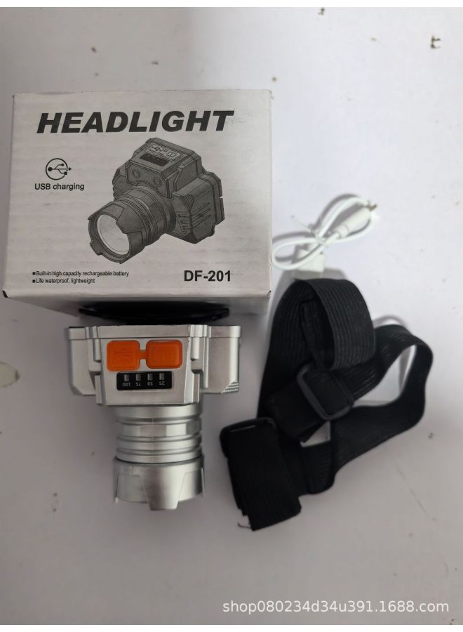 Generic Super Bright Head-mounted Strong Light Headlight Multifunctional Mini Headlight Long Endurance Night Fishing Special Flashlight-Color:DF-201  - Image 1