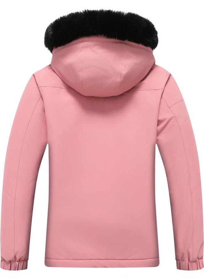 MOERDENG Women's Waterproof Snow Ski Jacket - Warm Winter Coat Insulated for Snowboarding, Mountain Hiking, Pink, L - Image 3