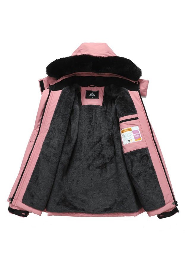 MOERDENG Women's Waterproof Snow Ski Jacket - Warm Winter Coat Insulated for Snowboarding, Mountain Hiking, Pink, L - Image 4