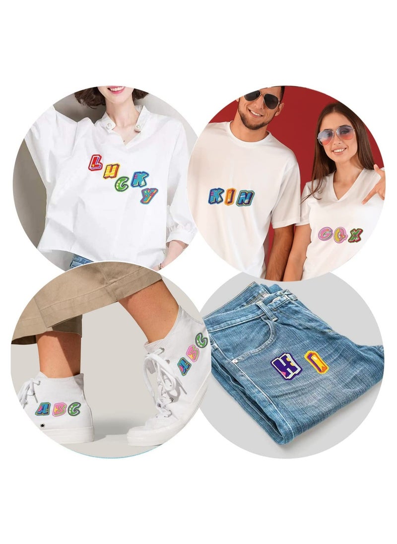 SYOSI - 72 Pieces Iron on Letters and Numbers Patches Colorful Letter Patches Alphabet Embroidered Patch A-Z Numbers 0-9 Applique for Clothes Dress Hat Socks Jeans DIY Accessories - Image 1