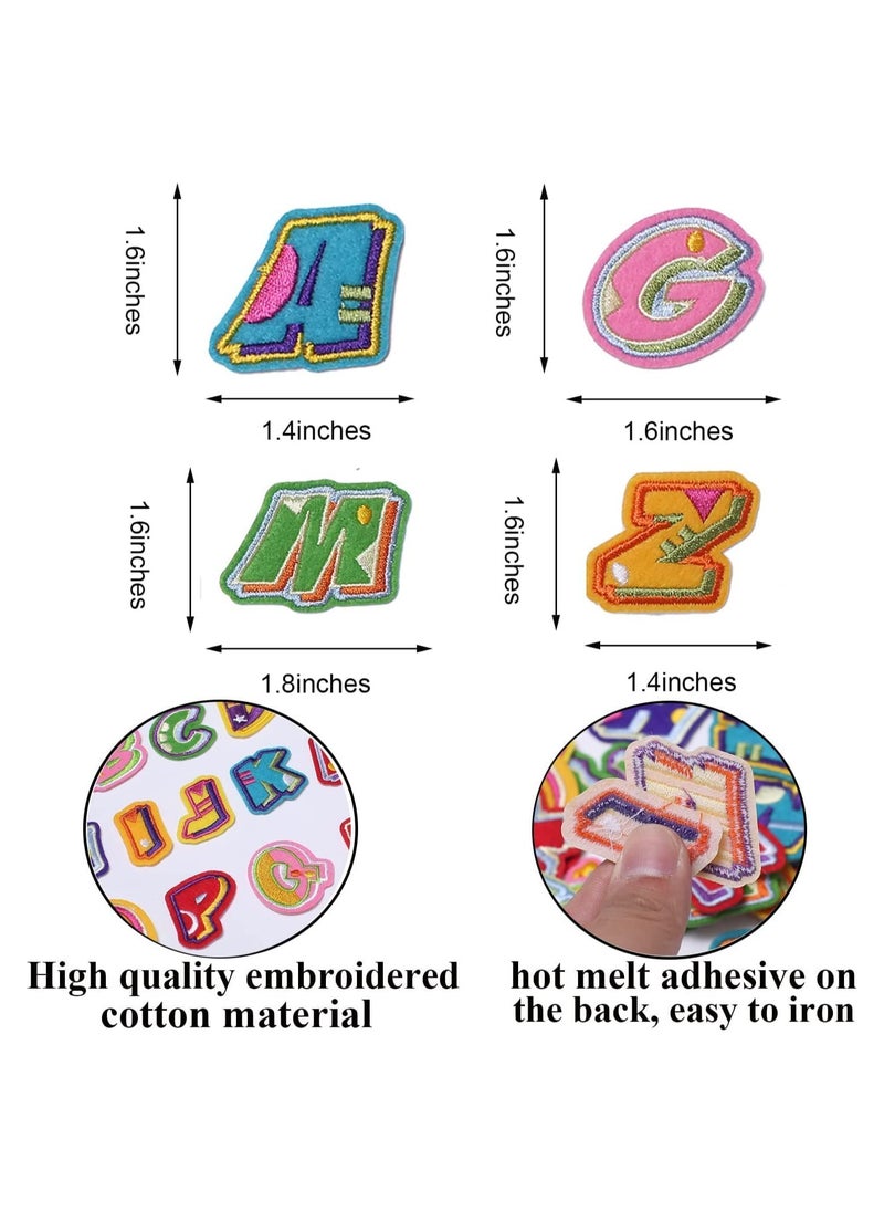 SYOSI - 72 Pieces Iron on Letters and Numbers Patches Colorful Letter Patches Alphabet Embroidered Patch A-Z Numbers 0-9 Applique for Clothes Dress Hat Socks Jeans DIY Accessories - Image 1