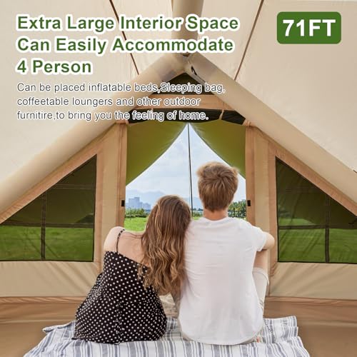 DanCoom InflatableTent for Camping,4-6 Person Glamping Tent Blow Up Air Tents House Easy Setup for 4 Seasons Waterproof Oxford Family Tent with Large Tarp & Two Skylight. - Image 4