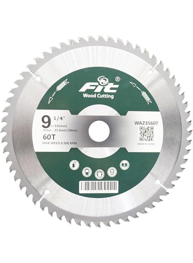 FIT HD 9.25” Wood Cutting Saw Blade – 60T – 2.8mm – 20/25.4mm Bore – WA23560T
