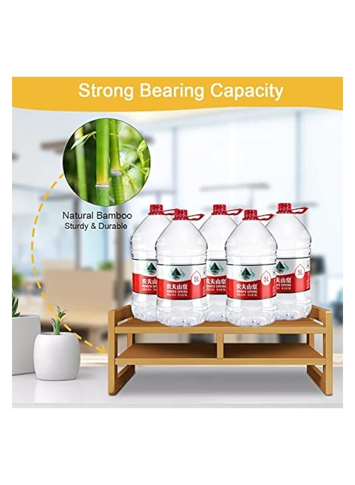 Green Tiger Monitor Stand Riser 2 Tier Computer Monitor Stand Bamboo Desktop Stand with Storage Organizer PC Laptop TV Printer Monitor Stand Adjustable Height for Office and Home Use 51x17x15cm - Image 5