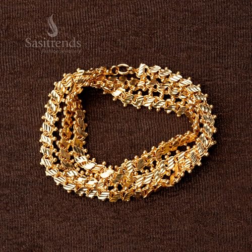 Sasitrends Brass Micro Gold Plated 1 Gram Designer Chain for Women and Girls - Image 3