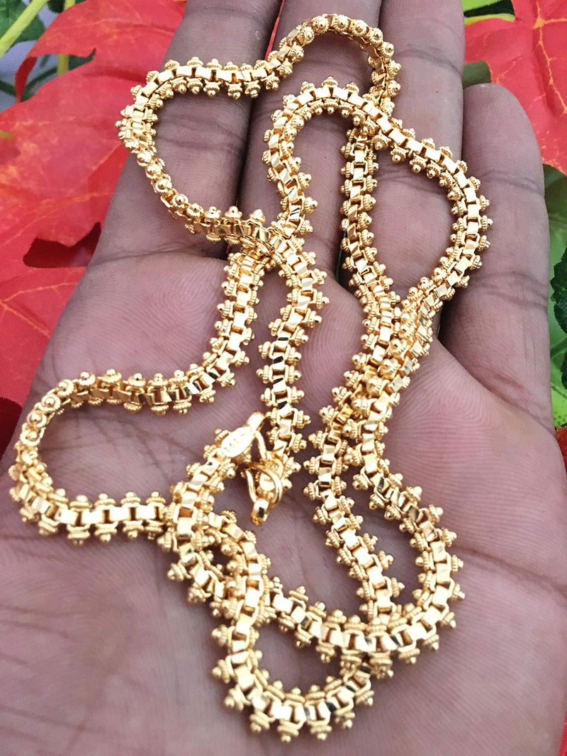 Sasitrends Brass Micro Gold Plated 1 Gram Designer Chain for Women and Girls - Image 5