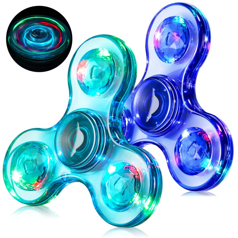 WELLVO LED Fidget Spinner for Kids Adults 2Pcs Light up Sensory Fidget Toys for Kids 48 812 Anxiety Stress Relief Classroom Prizes Glow in The Dark Hand Spinner Boys Girls Birthday Gifts - Image 3