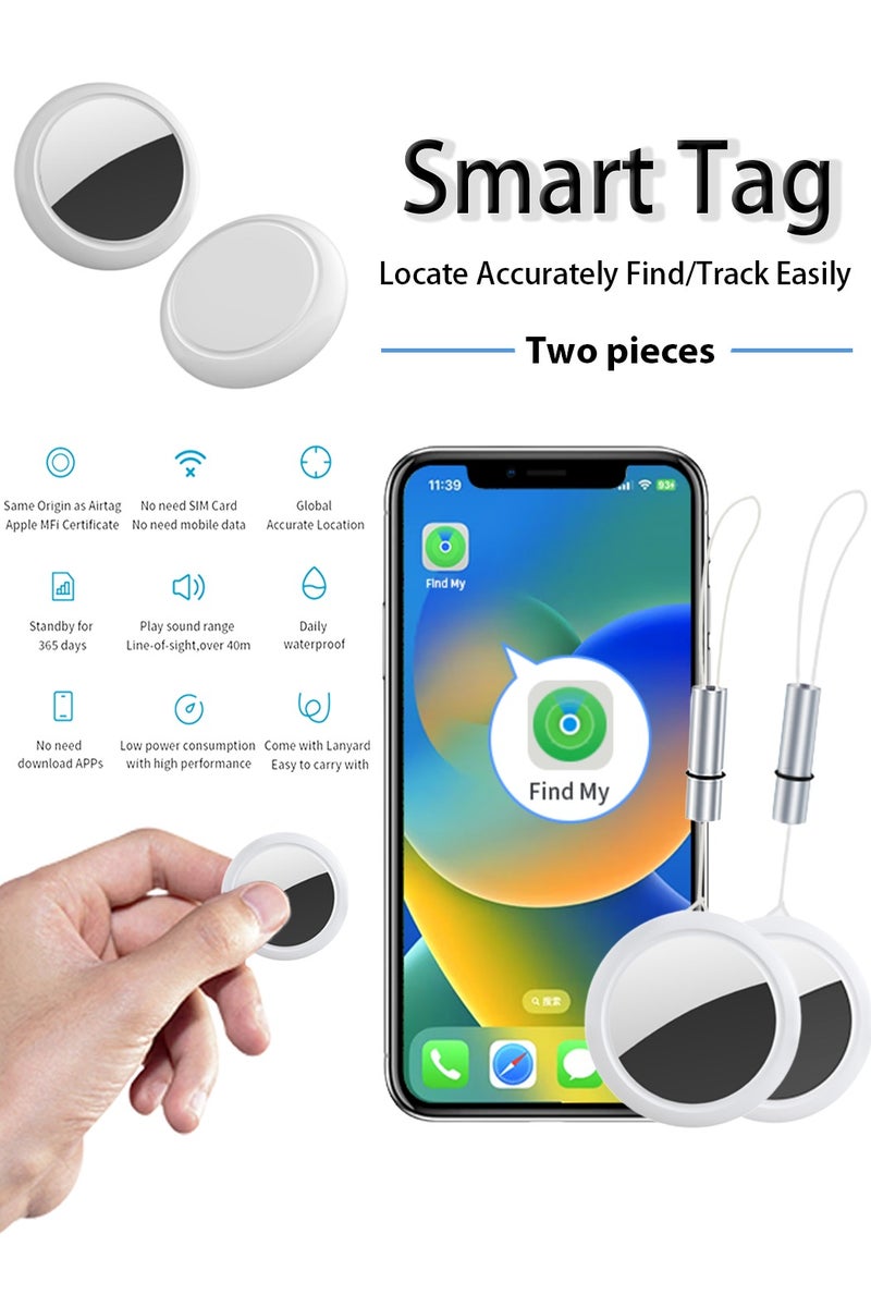 Linccras 2-Piece Smart Tag Tracker Compatible With Apple Find My – Global Precision Locator for Keys, Bags, With Long Battery Life & Sound Alert - Image 1