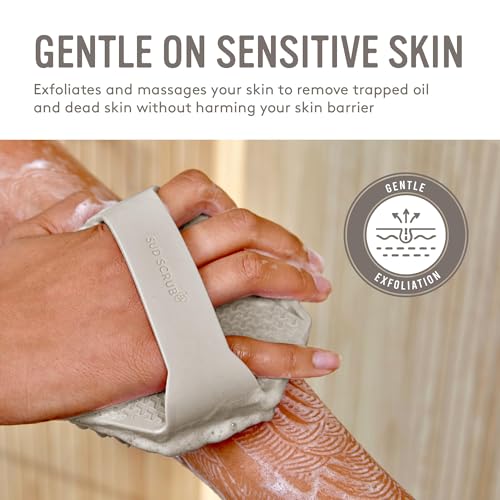 Sud Scrub® Antimicrobial Silicone Body Scrubber, Exfoliating Body Scrubber for Sensitive Skin, Eco Friendly Shower Scrubber for Body, Silicone Body Brush for Showering, Clay - Image 3