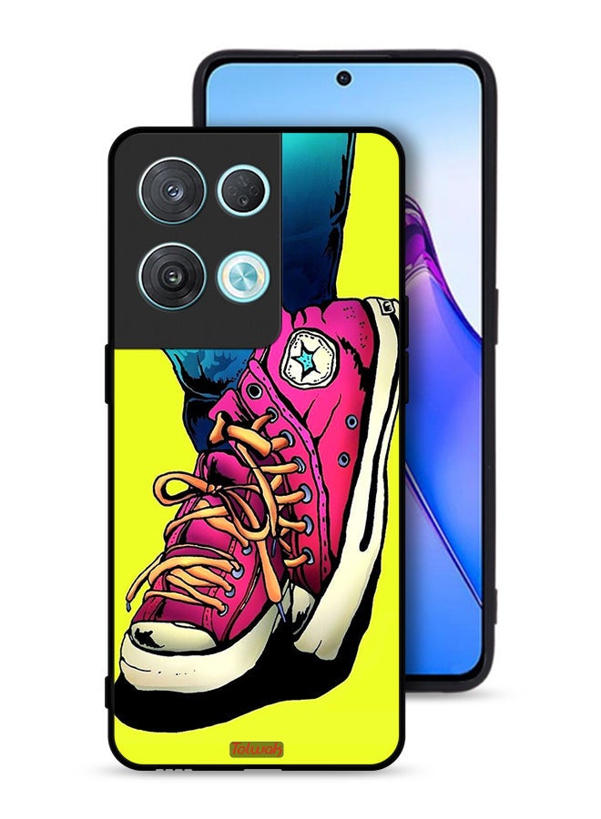 Tolwak Oppo Reno8 Pro 5G Protective Case Cover Canva Shoes Art - Image 1