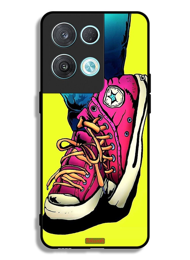 Tolwak Oppo Reno8 Pro 5G Protective Case Cover Canva Shoes Art - Image 2