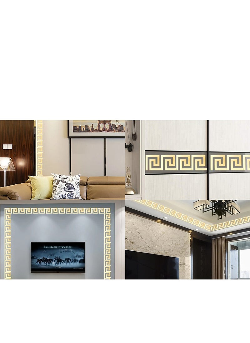 شيانغ مي 32 قطعة 10 سم × 10 سم ملصقات حائط مرآة بمفتاح يوناني هندسي ذهبي DIY ملصقات مرآة قابلة للإزالة ملصقات حائط لغرفة الفن المنزلي وغرفة النوم وديكور الخلفية DaDa Decoration  - Image 3