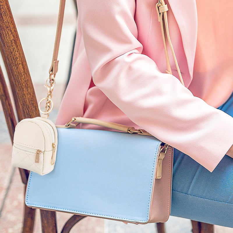 WY LIGHTING LEVEL 2Pcs Mini Backpack Cute Cosmetic Bag for Women Creative Pendant Keychain Key-chains Keyrings PU Leather Makeup Bag Key Pocket Lipstick Bag Card Holder Data Cable Organizer Zipper Pouch for Women Girl - Image 5