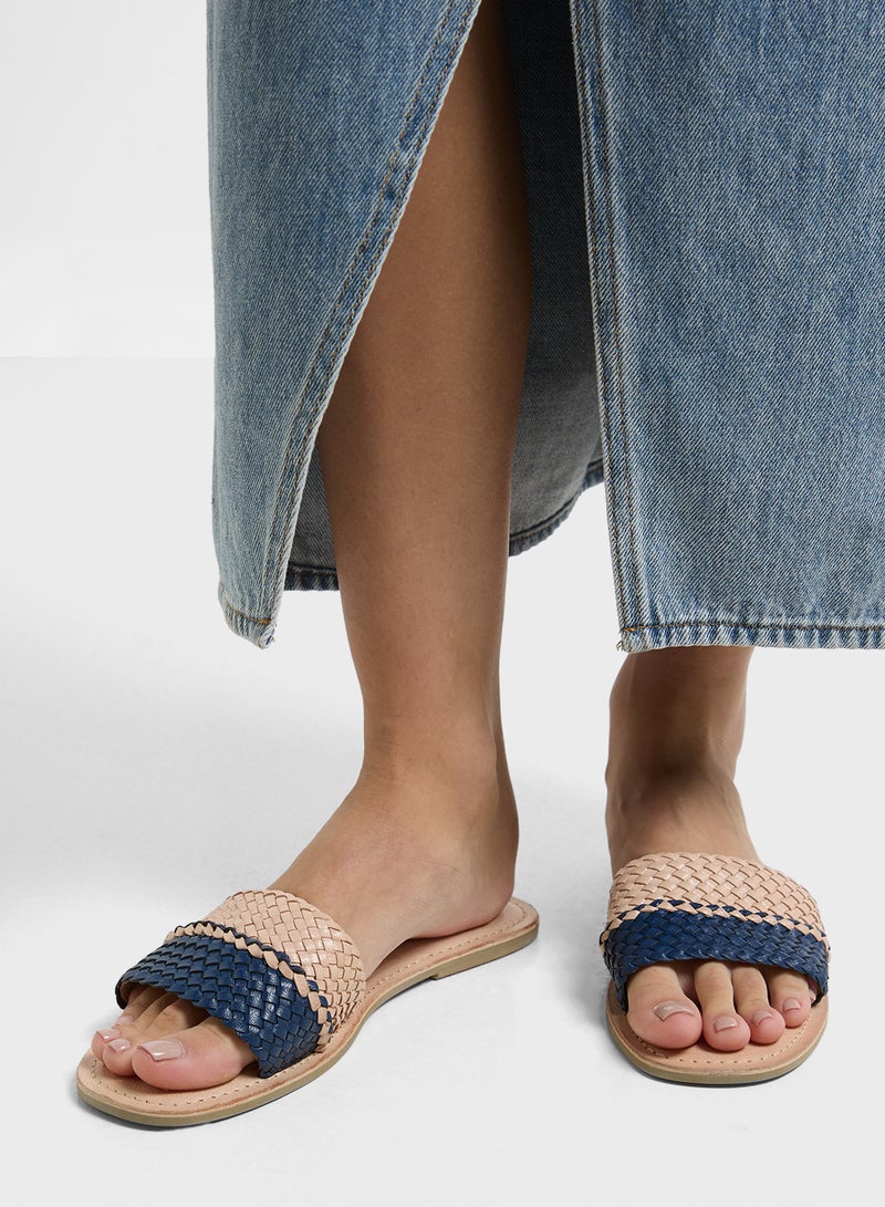 LEATHER COLLECTION Striped Summer Flat Sandal - Image 5