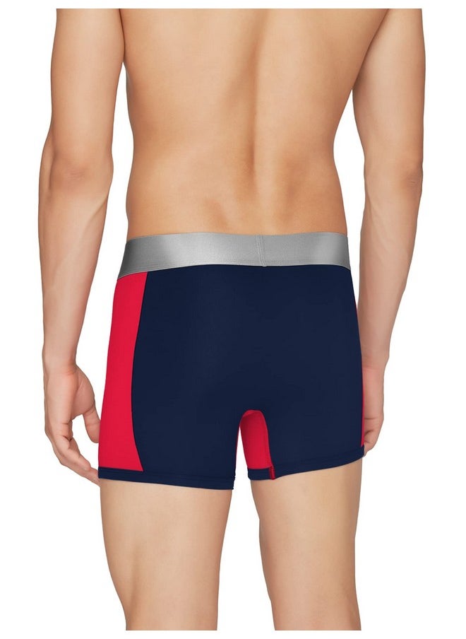 XYXX XYXX Men's Underwear Illuminati IntelliSoft Antimicrobial Micro Modal Trunk Pack of 3 (Black Iris & Tango Red ; Black & Steel Grey ; Black Iris & Brilliant Blue; M)  - Image 3