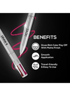 Renee Draw 44In1 Lip Liner Four Shades Pinks Brown Nude & Red In One Pen Highly Pigmented Rich Texture Matte Finish Oneswipe Application & Travelfriendly  - Image 2