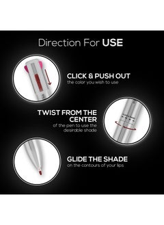 Renee Draw 44In1 Lip Liner Four Shades Pinks Brown Nude & Red In One Pen Highly Pigmented Rich Texture Matte Finish Oneswipe Application & Travelfriendly  - Image 4