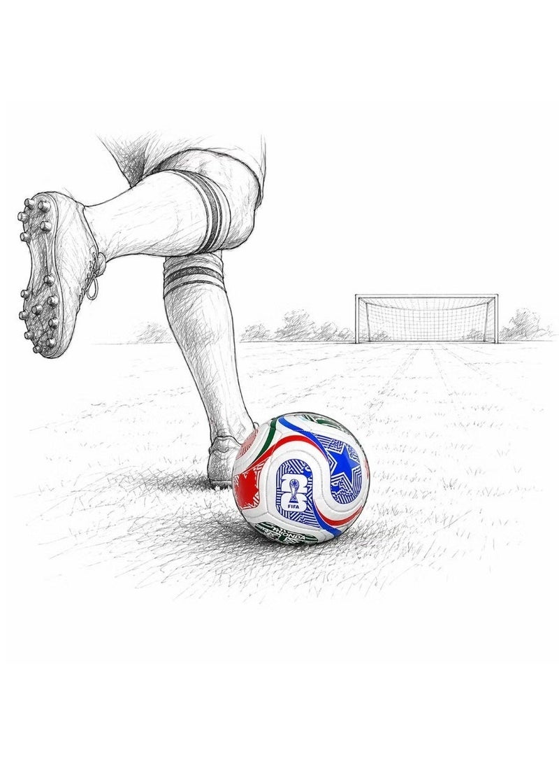 كرة قدم مقاس 5 مستوحاة من كأس العالم 2026 مع منفاخ هواء مجاني، شبك حمل أبيض، كرة تدريب ناعمة للاستخدام الداخلي والخارجي للأطفال والكبار - Image 2