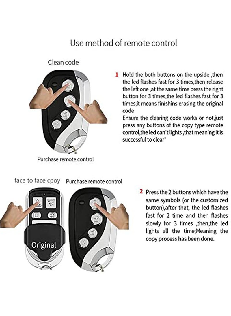 SYOSI - SYOSI 433mhz Universal Wireless Copy Remote Control Key Fob, 2pcs Cloning Remote Control Transmitter for Car Garage Electric Door Gate, 4 Keys Buttons - Image 1
