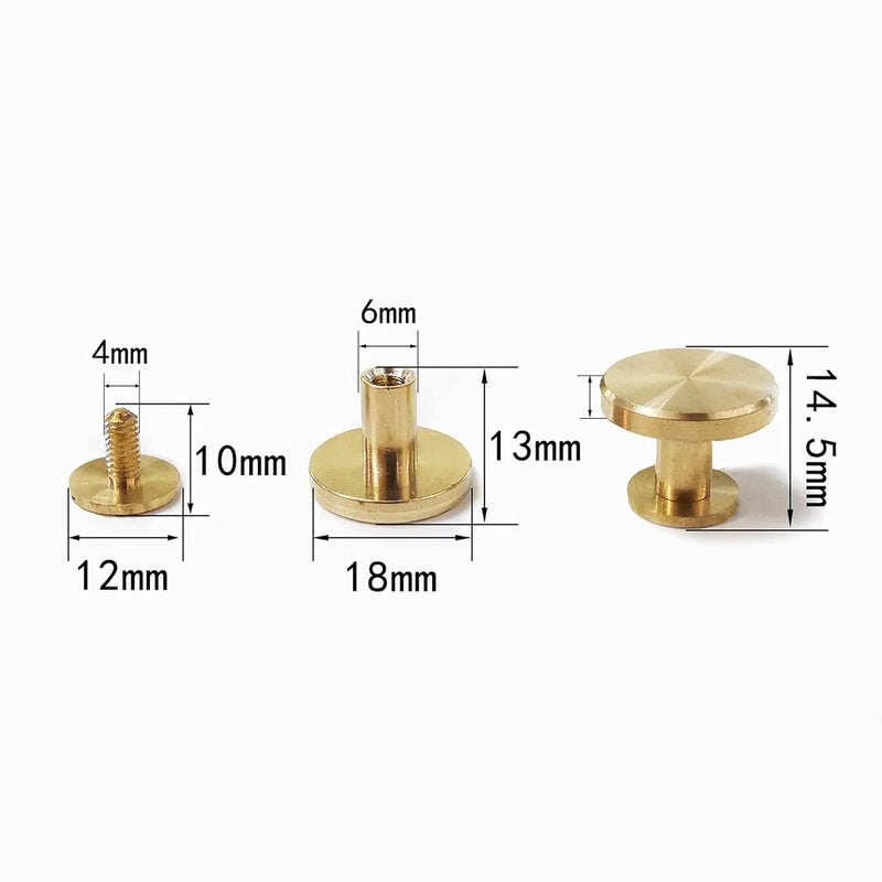 Small apartment fit 10 Sets Book Binding Screws, Flat Leather Rivets Screw Rivets for Leather Crafts Bookbinding (13x18mm) Condition adaptive build - Image 4