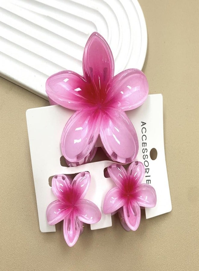 BIG BOX 3 pcs Flower Hair Clips,Hair Claw Clips,for Women Girls Thin Thick Curly Hair,Strong Non-slip,Beach Vacation Wedding Party Bridal Hair Accessories Seaside Holiday Hawaiian Beach (PURPLE 1+ 2 MINI PLUMERIA) - Image 4