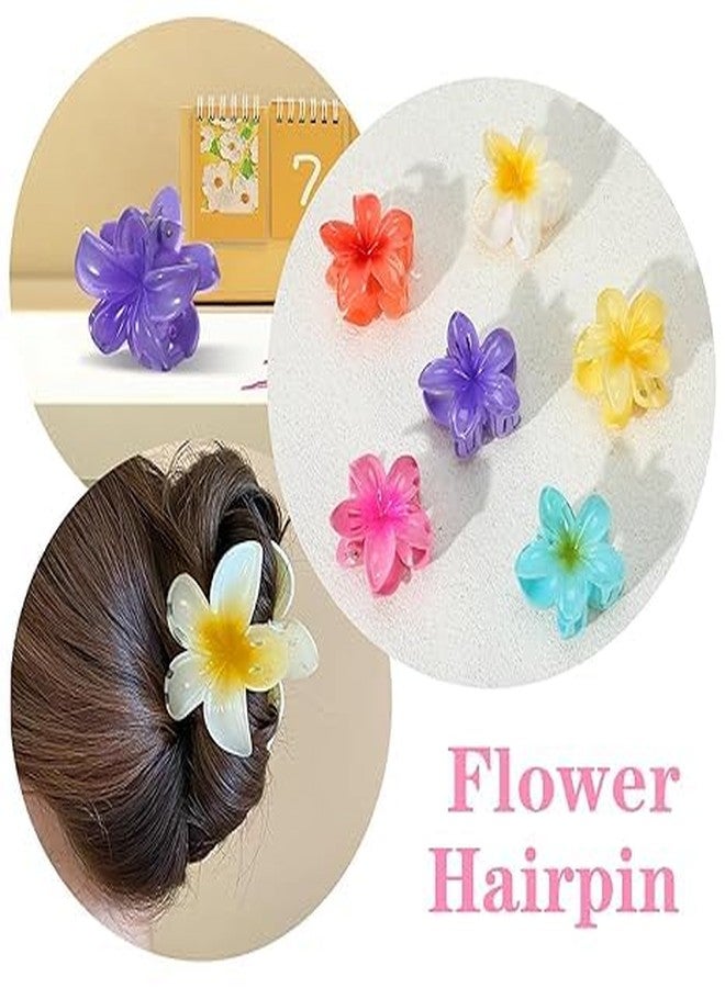 BIG BOX 3 pcs Flower Hair Clips,Hair Claw Clips,for Women Girls Thin Thick Curly Hair,Strong Non-slip,Beach Vacation Wedding Party Bridal Hair Accessories Seaside Holiday Hawaiian Beach (PURPLE 1+ 2 MINI PLUMERIA) - Image 2