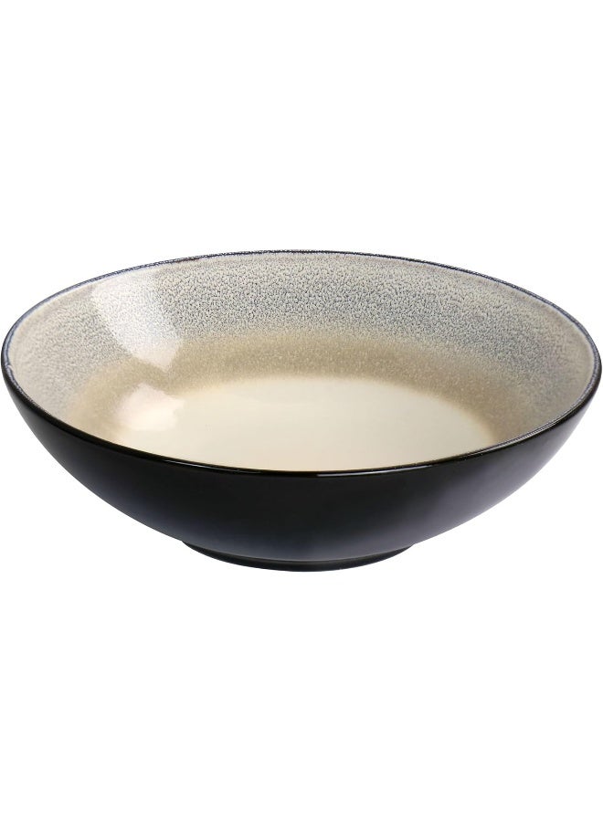 Gibson Elite Gibson Elite Rings of Saturn Round Reactive Glaze Stoneware Dinnerware Set Service for Four 16pcs Grey and Cream  - Image 3